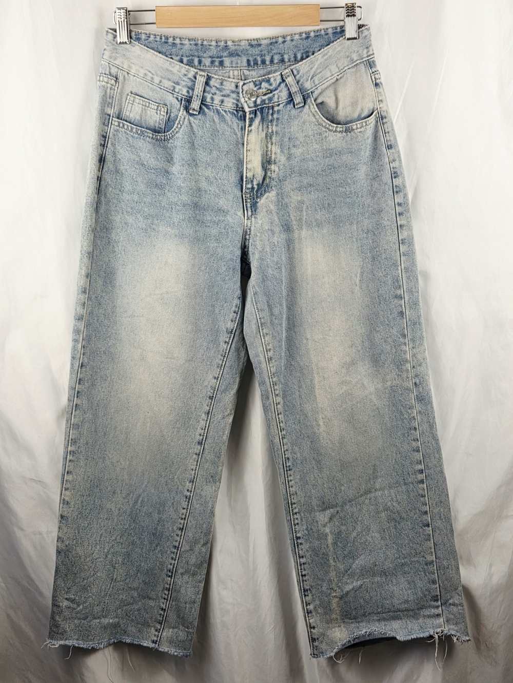 Shein Light Wash Men's Relaxed Baggy Wide Leg Jeans Casual Blue Denim Size 28